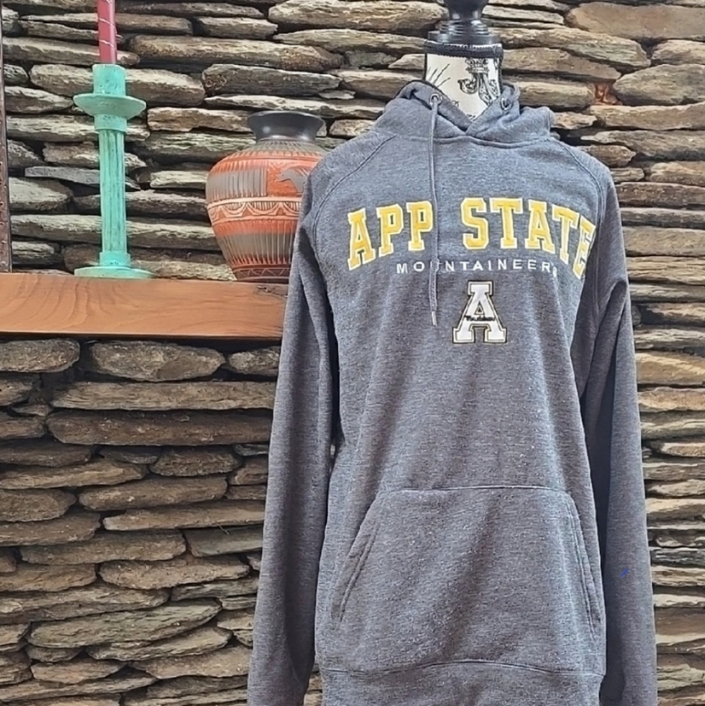 XL Charcoal Hoodie with Yellow 'App State' Logo